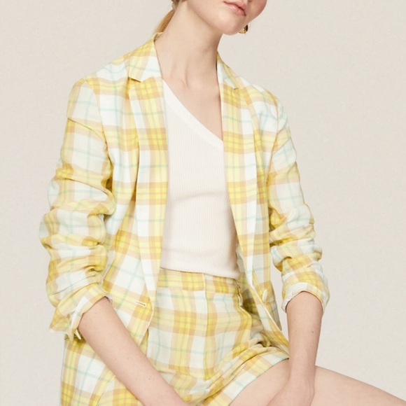 rag & bone Yellow Plaid Blazer and Short SET size 4 - Picture 3 of 5